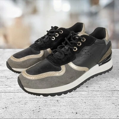 Zapatilla deportiva Geox Respira Desya negra y dorada rosa de caña baja talla 10,5 Foto 1 de 4