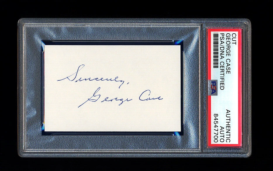 GEORGE CASE SIGNED MINT CUT PSA/DNA AUTOGRAPHED SENATORS 6 x STOLEN BASE LEADER - Image 1 of 1
