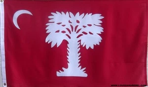 BIG RED CITADEL FLAG - SOUTH CAROLINA - CIVIL WAR PALMETTO - FT SUMTER - CHARLES - Picture 1 of 3
