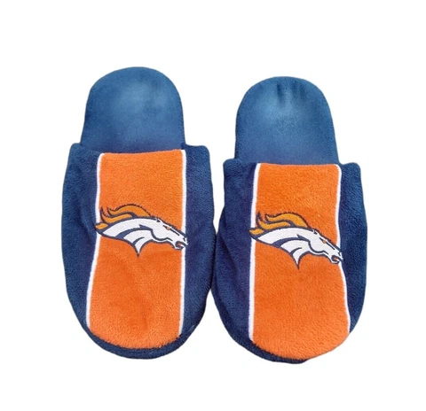 Denver Broncos Slide Slippers - Men's Blue Orange Hard Sole - Medium (9-10) Cover