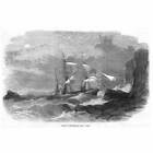 CORNWALL Shipwreck of the Emigrant Ship John off the Manacles - Old Print 1855