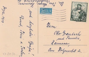 Carte Nouvel An 1950 envoyée à l'intérieur de Hanovre affranchissement précieux - Photo 1 sur 2