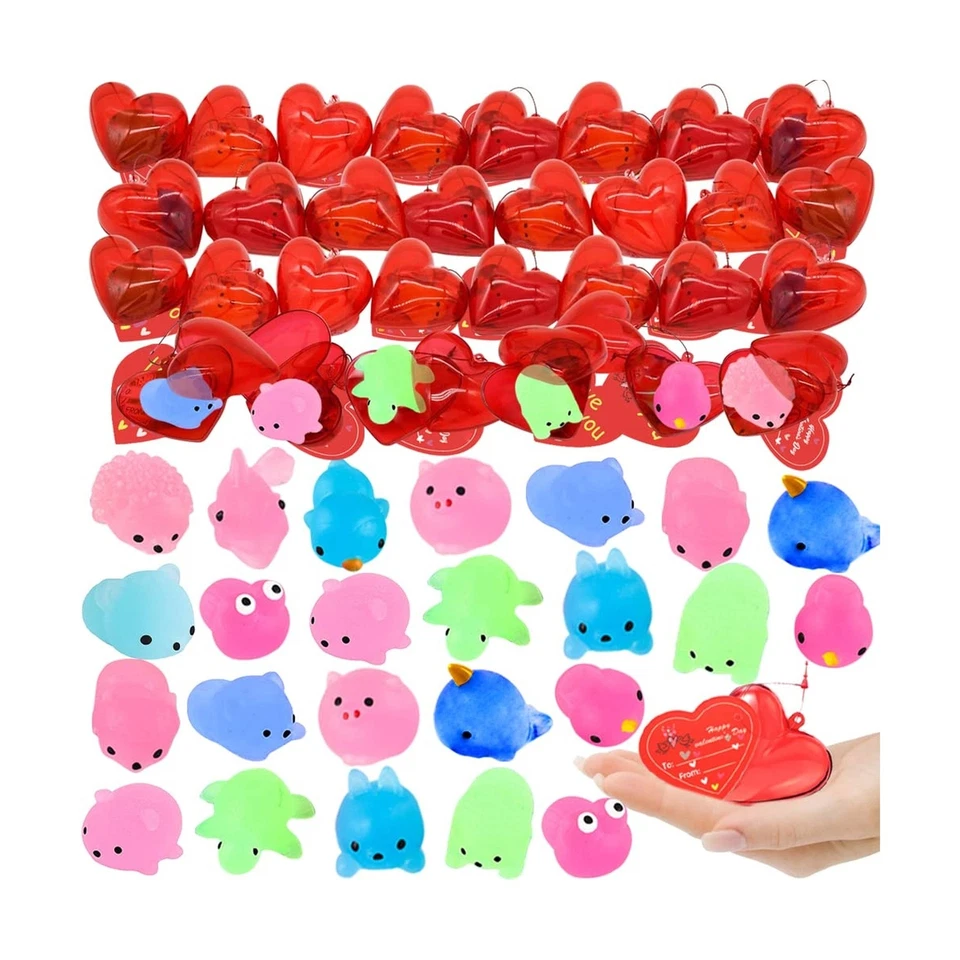 28 PIEZAS Tarjetas de Regalo de San Valentín con Juguete Squishy Kawaii Mochi, Brillan en la Oscuridad... Foto 1 de 4