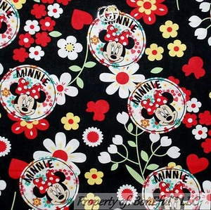 BonEful Fabric Cotton Quilt White Red Disney Minnie Mouse Daisy Flower NEW SCRAP - Picture 1 of 10