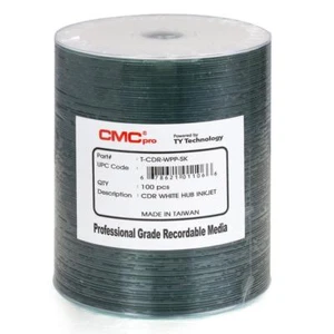 100 CMC Pro Taiyo Yuden (TCDR-WPP-SK) 52X CD-R White Inkjet Hub Printable Media - Picture 1 of 1