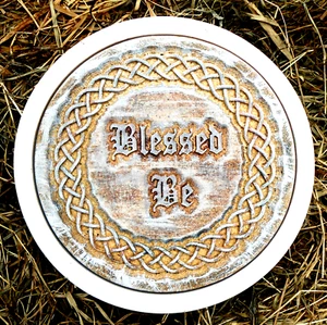 Wiccan stepping stone mold concrete plaster Blessed Be plastic mould 12" x 1.5" - Picture 1 of 3