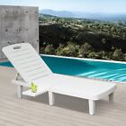 VILOBOS Single Patio Adjustable Chaise Lounge Chair Reclining Seat w/ Tray + Bag