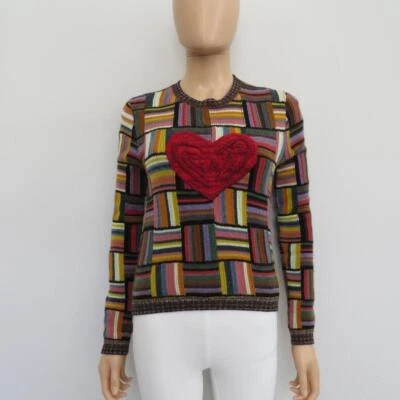 Suéter Christian Dior Multicolor a Cuadros/Rojo Corazón Inatrsia Cachemira F 36/US 4 Foto 1 de 4