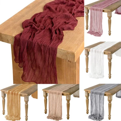 Semi-Sheer Gauze Table Setting Pleated Table Runner Table Runner Tablecloth - Image 1 of 4