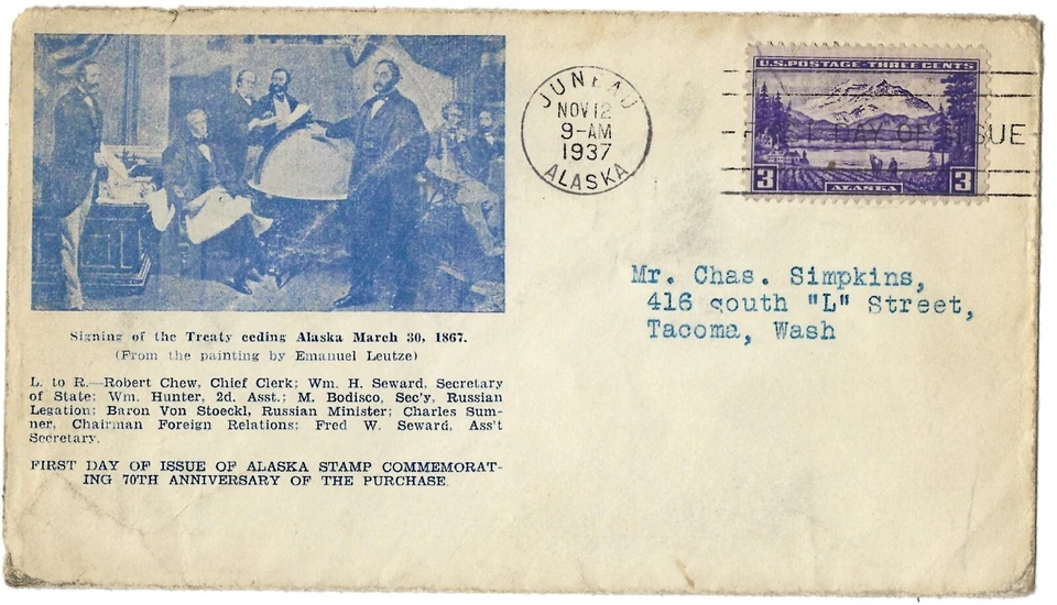 1937 FDC Alaska SC#800, 1st Cachet Newman John H. - Image 1 of 1