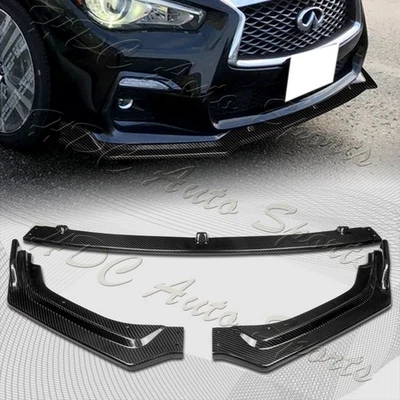 For 2018-2024 Infiniti Q50 Premium Real Carbon Fiber Front Bumper Body Kit Lip - Image 1 of 4