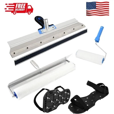 Kit de herramientas de cemento autonivelante, rodillo de púas para cemento autonivelante Foto 1 de 4