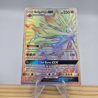 Solgaleo GX (Secret) 155/149 SM Base Set Holo Pokemon Card LP - Image 1 of 2