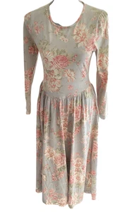 LAURA ASHLEY Vtg Full Circle Cottagecore Dress S /M Romantic Floral made Italy - Picture 1 of 14