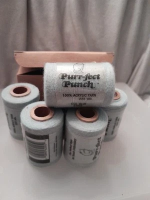 Purr-fect Punch Embroidery Thread 100% Acrylic Yarn Lot 6 Teal Blue #62095 - Image 1 of 3