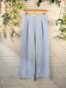 ZARA Women's Light Blue Trouser Viscose Linen Blend Pants Blue HIGH wais Size XS - Picture 1 of 5
