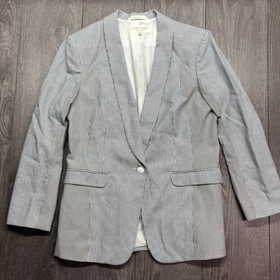 RAG & BONE Womens Linen 10 Blazer Jacket Striped Singel Button - Image 1 of 4