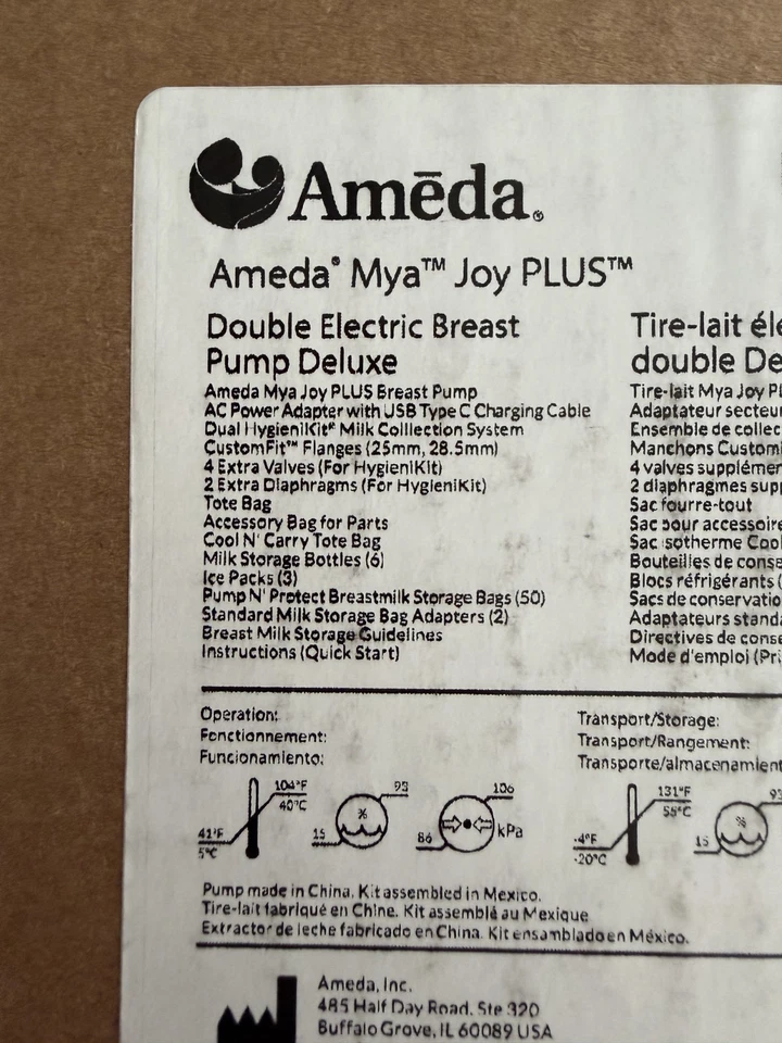 Extractor de leche eléctrico doble Ameda Mya Joy Plus Deluxe SELLADO Foto 1 de 1