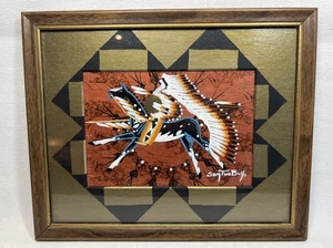 Stallone cavallo blu capo nativi americani fatto a mano Sam due tori arte - Foto 1 di 8