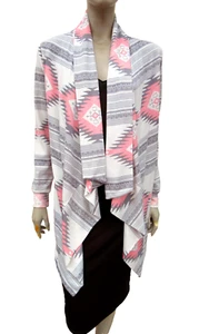 Cardigan size M - Ivory, Grey & Pink Fine Knit Drape Style - Yilia - Picture 1 of 6