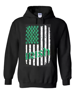 Felpa con cappuccio St. Patrick's Day bandiera irlandese USA verde trifoglio stelle 1587 - Foto 1 di 2