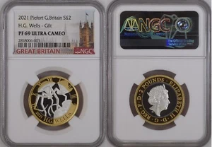2021 Great Britain PROOF H G WELLS PIEFORT TWO 2 POUND COIN NGC PF69 Ultra Cameo - Picture 1 of 1