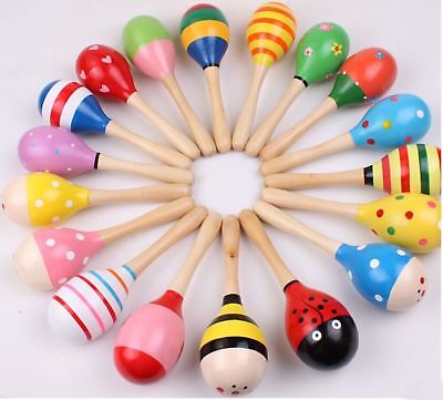 Kids Baby Toddler Wooden Toy Maracas Rumba Shakers Musical Party Rattles Gift • 1.10$