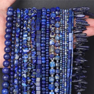 5 Styles Natural Lapis Lazuli Blue Round Rondelle Faceted Loose Stone Beads - Picture 1 of 69