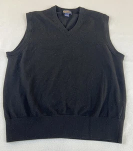 Brooks Brothers Mens Large Black Saxxon Wool Sweater Vest V-Neck - Picture 1 of 4