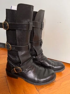Fiorentini + Baker 37 (38) Eternity Boots negro cuero motorista 3 hebillas - Imagen 1 de 8