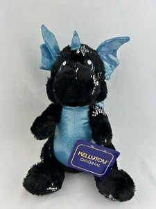 "Lentejuelas de peluche Kellytoy Dragon azul negro plata estrella 10"" B24" - Imagen 1 de 7