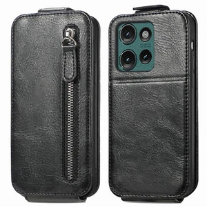 For Motorola Moto Edge 2024, Luxury Card Slot Zipper Wallet Flip Case Cover - Picture 1 of 33
