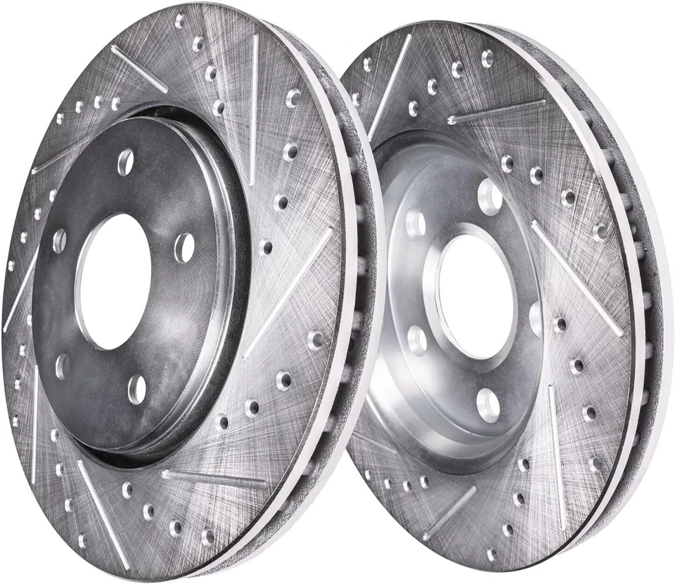 14.57 inch Front Drilled Slotted Disc Brake Rotors for 2014 - 2022 Dodge Charger - Image 1 of 1