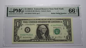 $1 2003 Radar Serial Number Federal Reserve Currency Bank Note Bill PMG UNC66EPQ - Picture 1 of 3