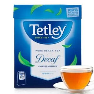 Tetley Decaffeinated Black Tea 100 Tea bags FREE SHIPPING WORLD WIDE