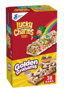 Golden Grahams Lucky Charms Breakfast Cereal Treat Bars Variety Pack, 28 ct - Picture 1 of 7