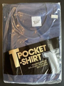 Vintage POCKET T SHIRT XL Navy Single Stitch REEVES BROTHERS KMART Neu Versiegelt USA - Bild 1 von 7