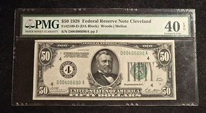 1928 $50 FRN Cleveland PMG Extremely Fine 40 EPQ - Picture 1 of 2