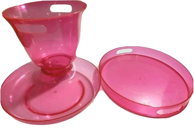 Bandeja perforadora grande de plástico rosa transparente para fiesta de baby shower niña Foto 1 de 3