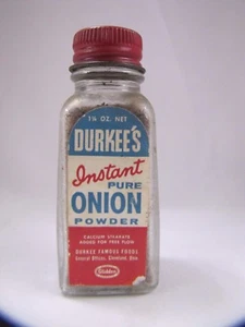 Vintage Durkees Onion Powder Jar Glass Instant Pure Onion Powder Spice Jar - Picture 1 of 5