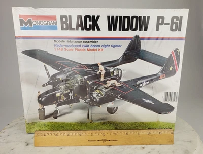 Monogram Black Widow P61 1/48 Molded Color Model Airplane Kit Sealed WWII 7546 - Image 1 of 4