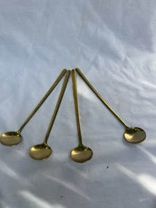 Set Of 4 Coffee Tea Dessert Spoons 6 3/4” Stainless Steel Gold - Picture 1 of 3