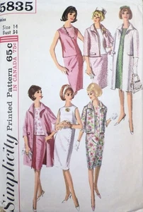 Vtg 1960s Simplicity 5835 Dress Blouse Skirt Coat Jacket SEWING PATTERN 14 - Picture 1 of 5