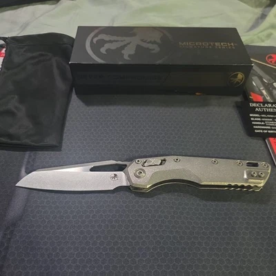 Microtech MSI Marfione Select Stonewash Finish Titanium W/ Purple Backspacer - Image 1 of 4