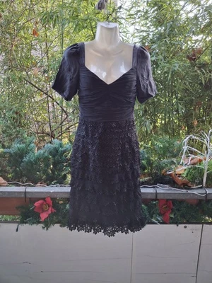 ELEGANCE festliches Kleid Seide & Häkelspitze  Gr: 38 - Bild 1 von 4