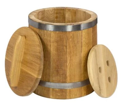 Holzgefäß 15L Eichenholz Sauerkrauttopf Holzfass Einlegegefäß Einlegen Gemüse - Bild 1 von 4