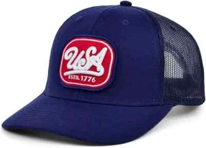 USA Local Crowns Americana Trucker Adjustable Snapback Hat Cap Navy Blue - Picture 1 of 4