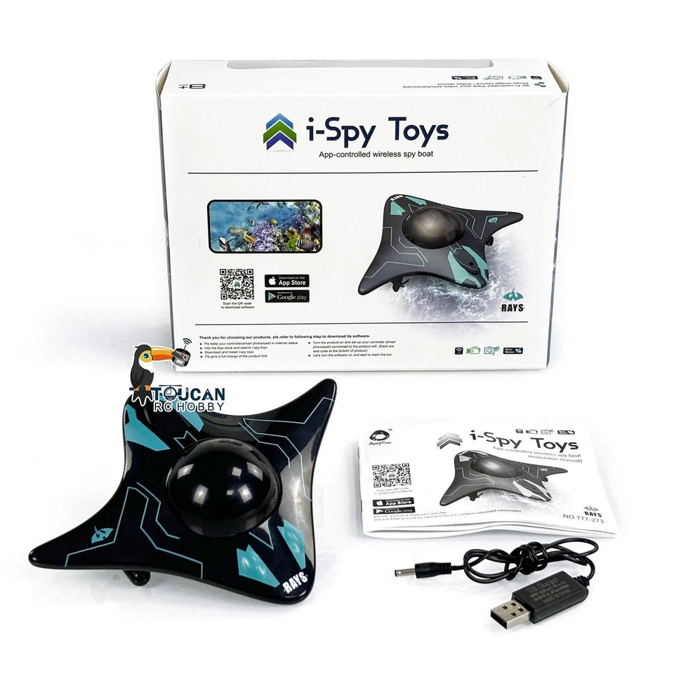 TOUCANRC HOBBY RC Telefongesteuertes Spionageboot RTR Mini Spielzeug Wi-Fi Schiff Kamera Video