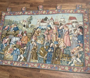 Goblys France Tapestry Wall Hanging Art, Castle Landscape Village 52” X 33” - Picture 1 of 6