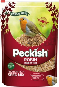 Peckish Robin Bird Seed and Insect Mix, 1 kg,brown